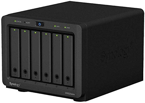 Synology DiskStation DS620slim iSCSI NAS Server with Intel Celeron Up to 2.5GHz CPU, 6GB Memory, 6TB (6 x 1TB) SSD Storage, DSM Operating System