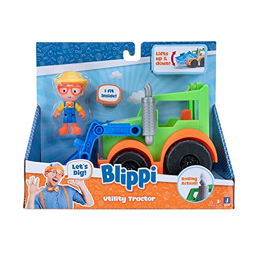 Blippi Tractor - Fun Vehicle with Freewheeling Features Including 3-inch Farmer Figure - Educational Vehicles for Toddlers and Young Kids