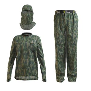 hecs hunting hecstyle lightweight system - 3-piece camo suit - deer & big game hunting suits for men and women - green - 2x-large