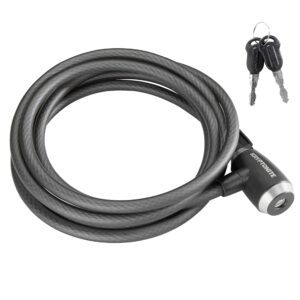 kryptonite kryptoflex bike lock cable, 2ft/6ft/10ft long 12mm thick heavy duty braided steel cable anti-theft security lock for outdoor equipment, combination/key bike lock, black