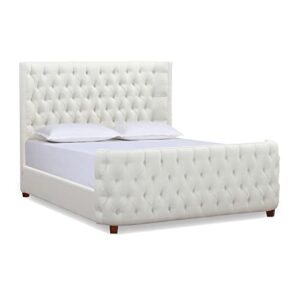 jennifer taylor home harmonie queen tufted panel bed headboard and footboard set, antique white polyester