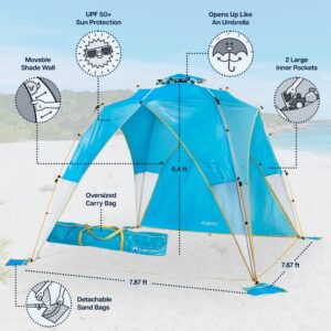 Lightspeed Outdoors Tall Canopy with Shade Wall, Beach Tent, Horizon Blue