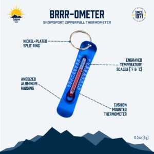 Sun Company Brrr-ometer - Snowsport Zipper Pull Thermometer for Jacket, Parka, or Backpack | Mini Outdoor Skiing & Snowboarding Keychain Thermometer