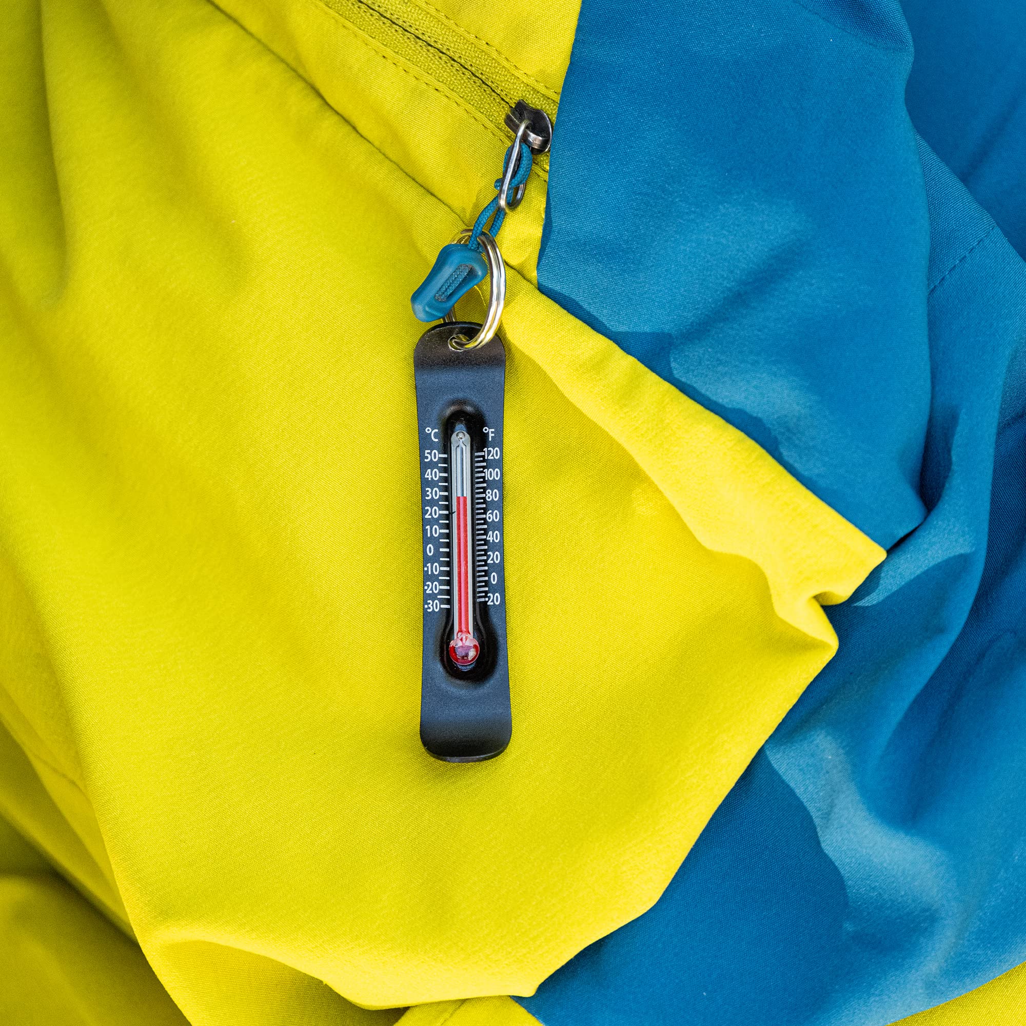 Sun Company Brrr-ometer - Snowsport Zipper Pull Thermometer for Jacket, Parka, or Backpack | Mini Outdoor Skiing & Snowboarding Keychain Thermometer