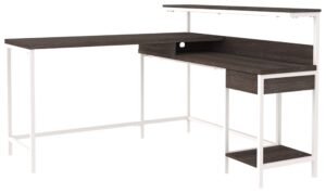 signature design by ashley dorrinson modern l-shaped home office desk, white & brown
