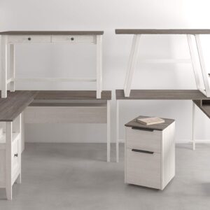 Signature Design by Ashley Dorrinson Modern L-Shaped Home Office Desk, White & Brown