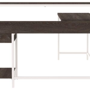 Signature Design by Ashley Dorrinson Modern L-Shaped Home Office Desk, White & Brown