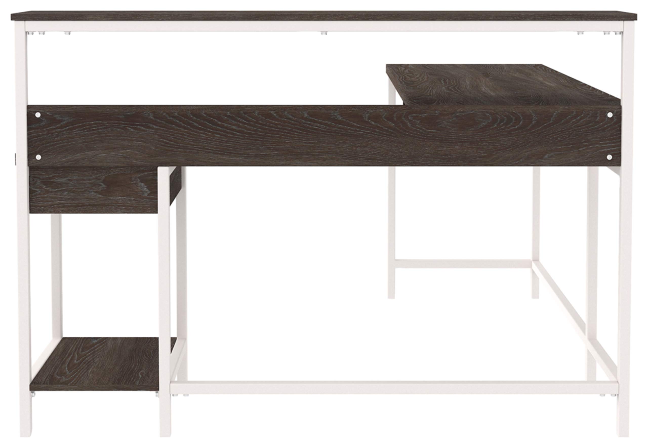 Signature Design by Ashley Dorrinson Modern L-Shaped Home Office Desk, White & Brown