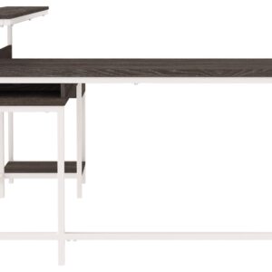 Signature Design by Ashley Dorrinson Modern L-Shaped Home Office Desk, White & Brown