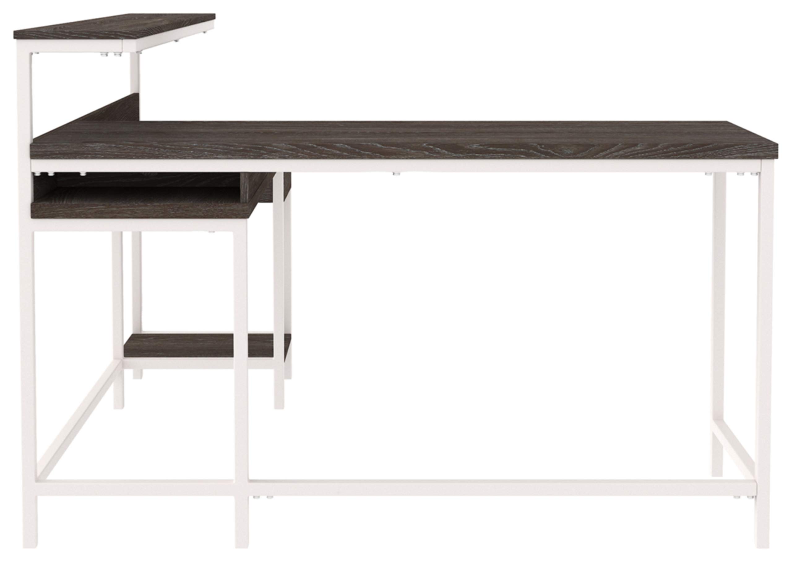 Signature Design by Ashley Dorrinson Modern L-Shaped Home Office Desk, White & Brown