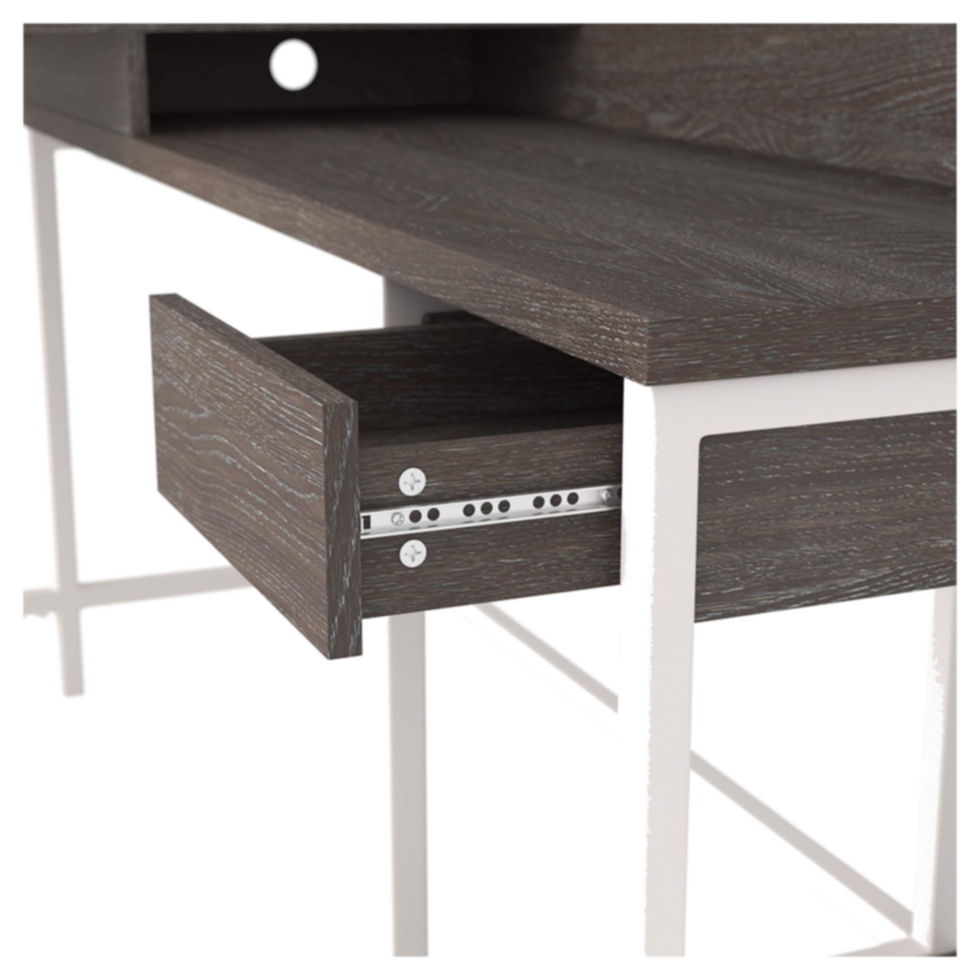 Signature Design by Ashley Dorrinson Modern L-Shaped Home Office Desk, White & Brown