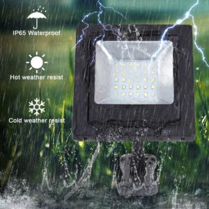 Solar Flood Lights Outdoor with 16FT Cord Separate Solar Panel Dusk to Dawn LED Spotlight Waterproof for Wall Ceiling Porch, Indoor, Garden, Landscape Lighting(White)