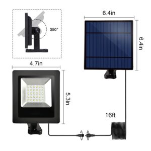 Solar Flood Lights Outdoor with 16FT Cord Separate Solar Panel Dusk to Dawn LED Spotlight Waterproof for Wall Ceiling Porch, Indoor, Garden, Landscape Lighting(White)