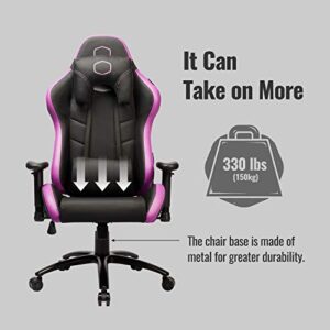 Cooler Master Caliber R2 Gaming Chair High Back Office Computer Game Chair, PU Leather Reclining Ergonomic Backrest, Headrest, Seat Height and Armrest Adjustment with Lumbar Support - Purple