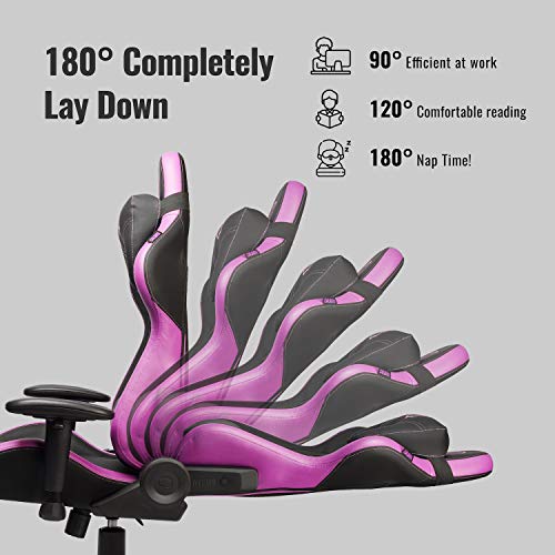 Cooler Master Caliber R2 Gaming Chair High Back Office Computer Game Chair, PU Leather Reclining Ergonomic Backrest, Headrest, Seat Height and Armrest Adjustment with Lumbar Support - Purple