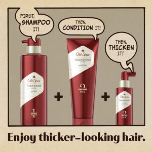 Old Spice Hair Thickening Bundle For Men, Biotin Shampoo, Vitamin C Conditioner, and Castor Oil Treatment