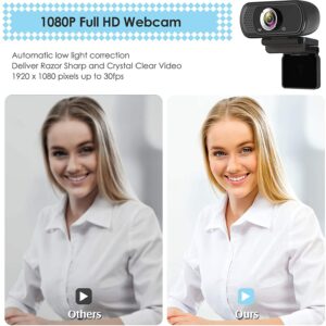 ToLuLu 1080P Webcam with Microphone, HD Webcam Web Camera with Tripod Stand, Widescreen USB Computer Camera, Streaming Mic Webcam for Online Calling/Conferencing, Zoom/Facetime/YouTube Laptop Desktop