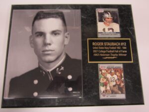 roger staubach navy 2 card collector plaque w/8x10 photo