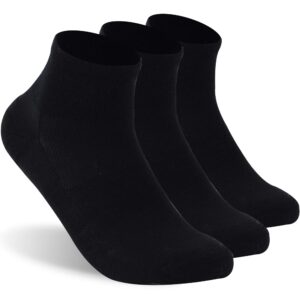 rtzat 90% merino wool ankle men's women's athletic business casual running moisture wicking everyday thin wool socks, large, black, 3 pairs