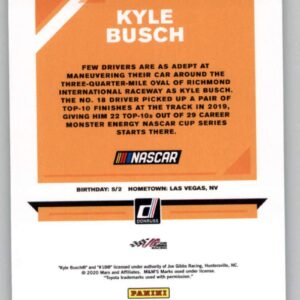 2020 Donruss Racing #42 Kyle Busch M&M's/Joe Gibbs Racing/Toyota Official NASCAR Trading Card