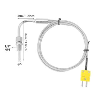 K Type Open Thermocouple, 0-1100℃ EGT Thermocouple K Type for Exhaust Gas Temp Probe with Exposed Tip and Connector K Type Thermocouple Probe for Temperature Controller