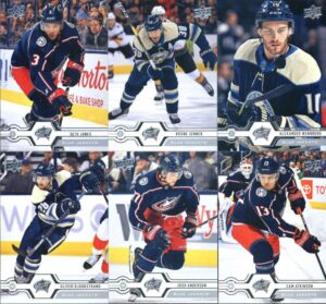 2019-20 upper deck series 1 & 2 veteran columbus blue jackets team set of 13 cards: cam atkinson(#66), josh anderson(#67), oliver bjorkstrand(#68), alexander wennberg(#69), boone jenner(#70), seth jones(#71), gustav nyquist(#316), joonas korpisalo(#317),