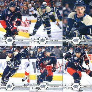 2019-20 Upper Deck Series 1 & 2 Veteran Columbus Blue Jackets Team Set of 13 Cards: Cam Atkinson(#66), Josh Anderson(#67), Oliver Bjorkstrand(#68), Alexander Wennberg(#69), Boone Jenner(#70), Seth Jones(#71), Gustav Nyquist(#316), Joonas Korpisalo(#317),