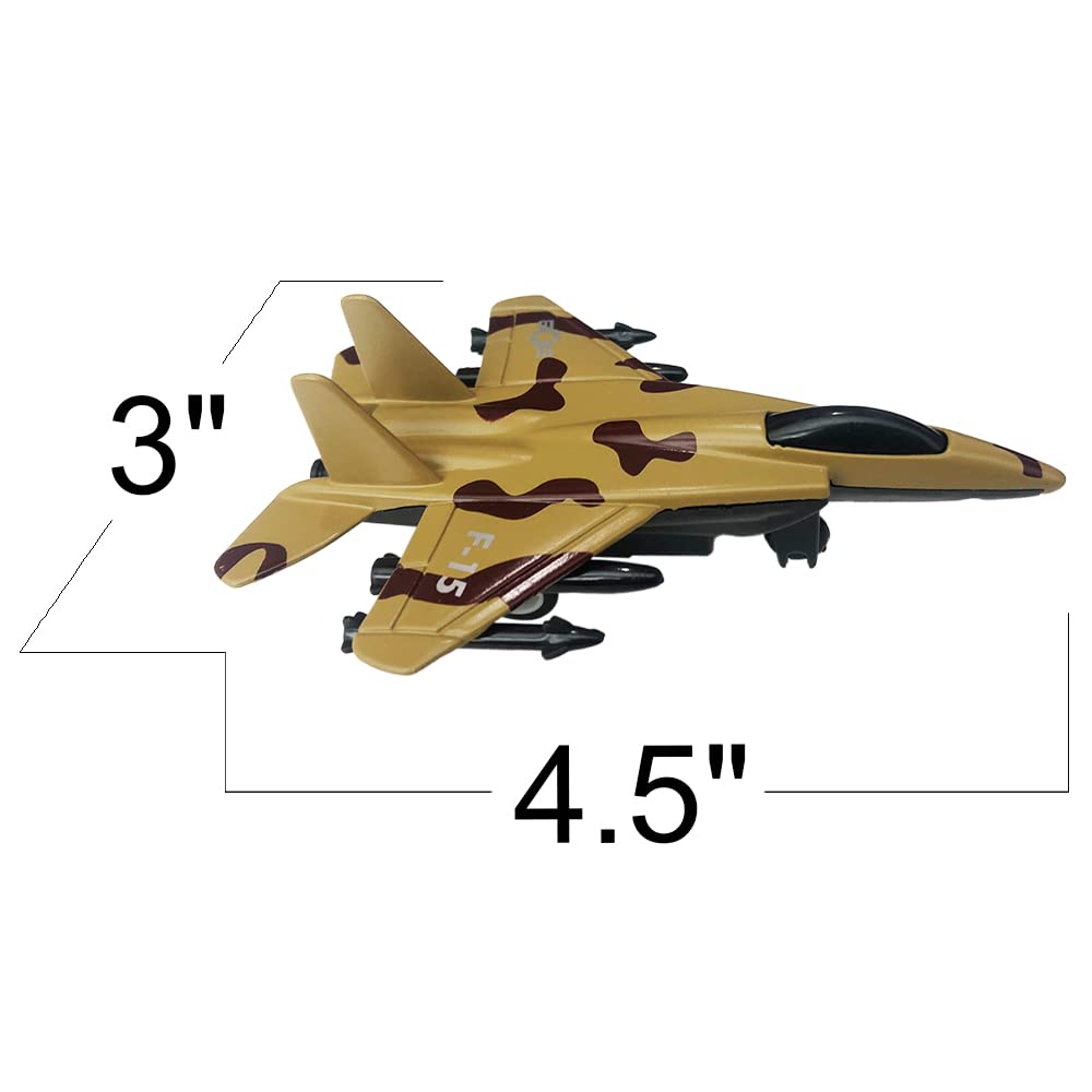 ArtCreativity Diecast Fighter Jets, Pullback Mechanism, Set of 4, Diecast Metal Jet Plane Fighter Toys for Boys, Air Force Military Cake Decorations, Pull Back Airplane Party Favor