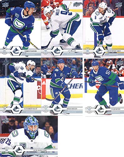 2019-20 Upper Deck Series 1 & 2 Veteran Vancouver Canucks Team Set of 13 Cards: Elias Pettersson(#168), Bo Horvat(#169), Loui Eriksson(#170), Jake Virtanen(#171), Antoine Roussel(#172), Troy Stecher(#173), Tyler Myers(#417), Brock Boeser(#418), Jacob Mark