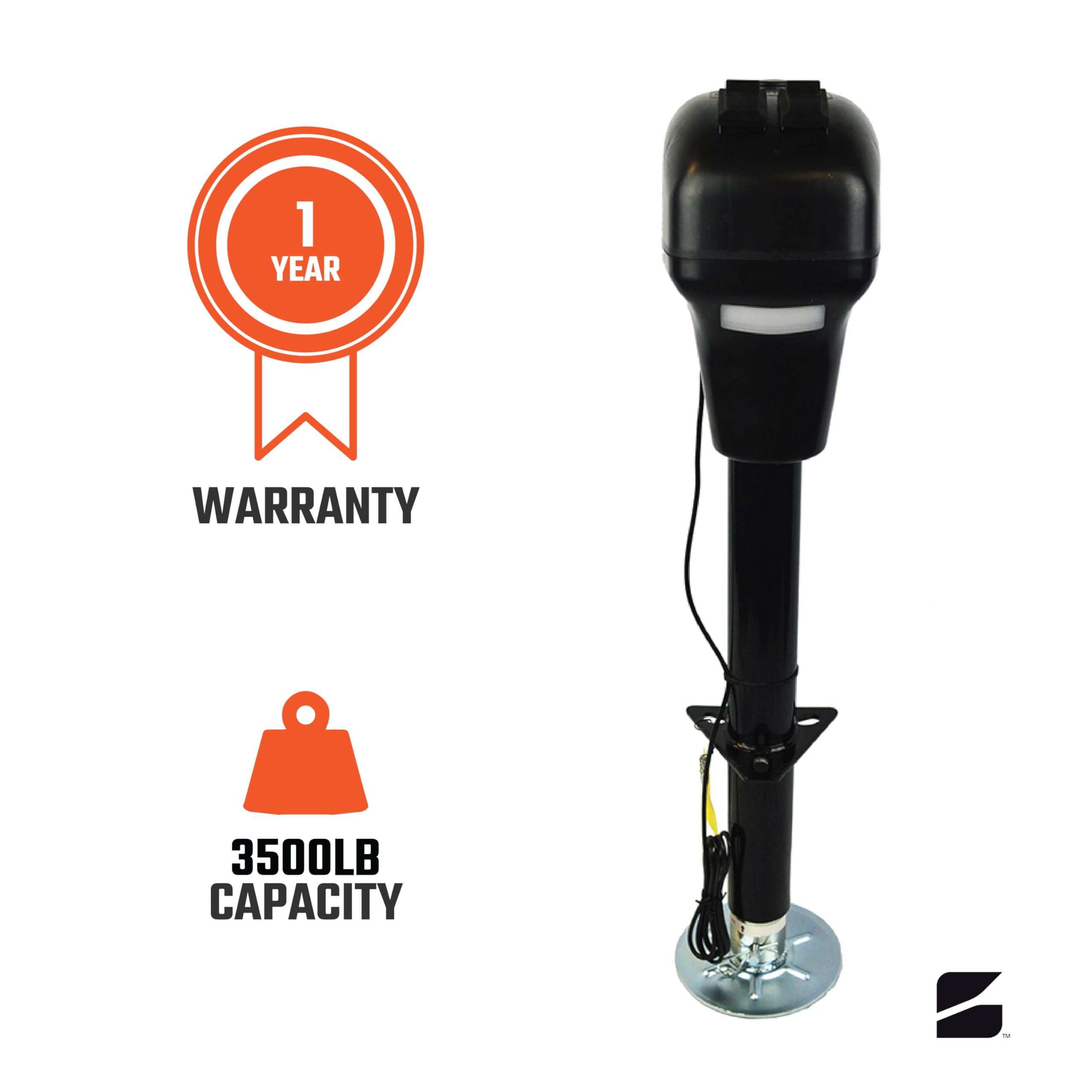 Bastion Distribution Power Tongue Jack | Electric or Manual Operation | A-Frame 3500LB Capacity | 12V | Front LED | for Trailers, Campers, and Boats