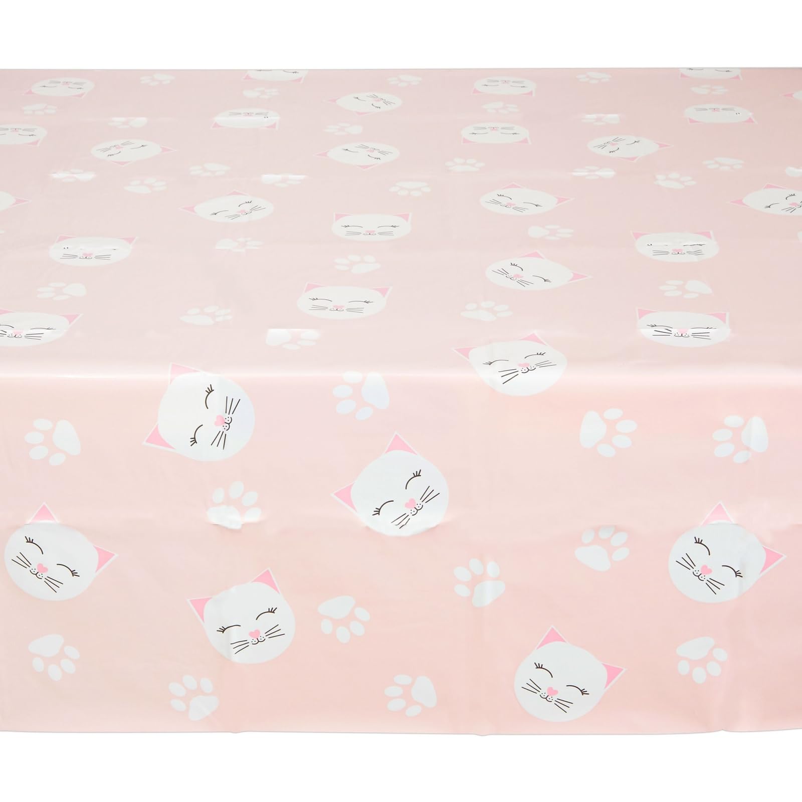 Sparkle and Bash 3 Pack Cat Themed Party Tablecloth, Plastic Kitty Birthday Table Cover Decorations (Pink, 54 x 108)