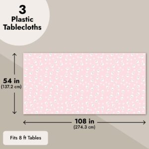 Sparkle and Bash 3 Pack Cat Themed Party Tablecloth, Plastic Kitty Birthday Table Cover Decorations (Pink, 54 x 108)