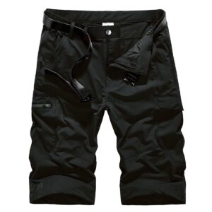 Mens UPF 50+ UV Protection Cargo Capri Pants, Moisture Wicking Hiking Long Inseam Shorts Lightweight and Breathable