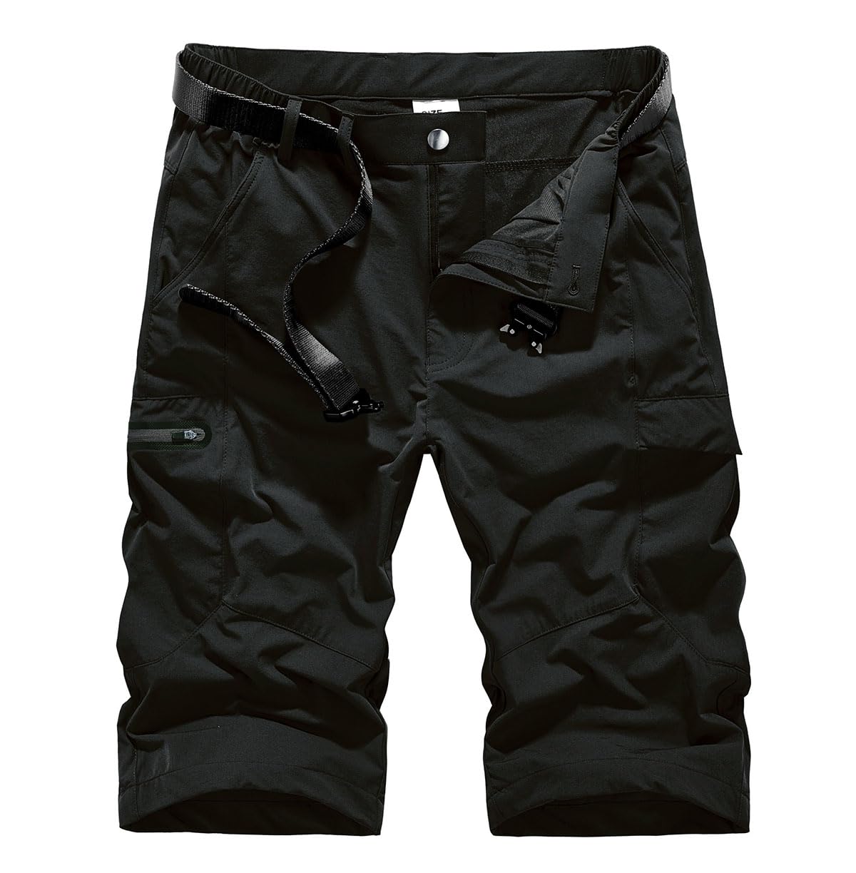 Mens UPF 50+ UV Protection Cargo Capri Pants, Moisture Wicking Hiking Long Inseam Shorts Lightweight and Breathable