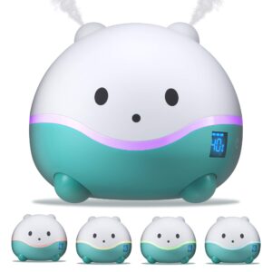 littlehippo wispi 3-in-1 humidifier, diffuser & night light for baby/kids - 3 mist strength, 7 led color changing lights, essential oil tray for aromatherapy - cute humidifiers for bedroom/nursery