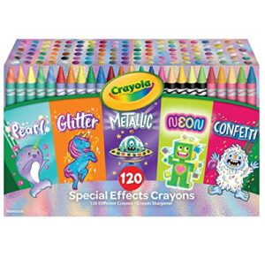 crayola 120 crayons in specialty colors, coloring set, gift for kids, ages 4, 5, 6, 7 (52-3452)