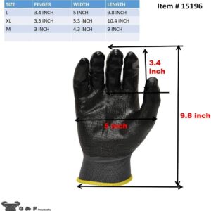 12 PAIRS Mens Working Gloves with Micro Foam Coating - Garden Gloves Texture Grip - men’s Work Glove For general purpose, construction, yardwork, X-Large,Grey/Black