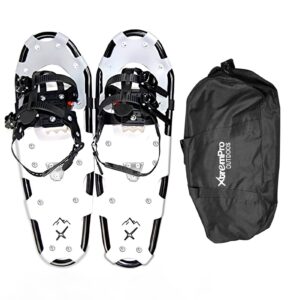 xtrempro snowshoes snow terrain lightweight ergonomic design lightweight aluminum alloy with 13 point crampons 120/160/210/300 lbs. capacity- 21"/25"/30”/36" (black, 25)