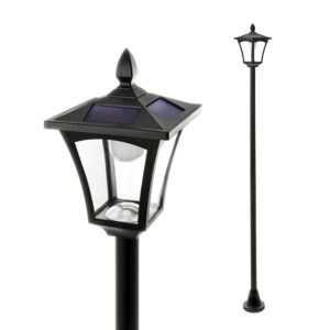 home zone solar lamp post light - 65" tall decorative outdoor solar garden lamp post lights (1 set)