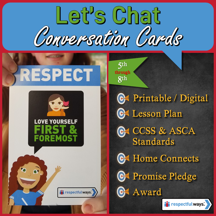 Social Emotional Learning | Distance Learning | Respect | Love Yourself First and Foremost Conversation Cards | Elementary School