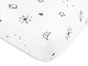 amazing baby cotton muslin fitted crib sheet, space, soft black , 52x28x6 inch (pack of 1)