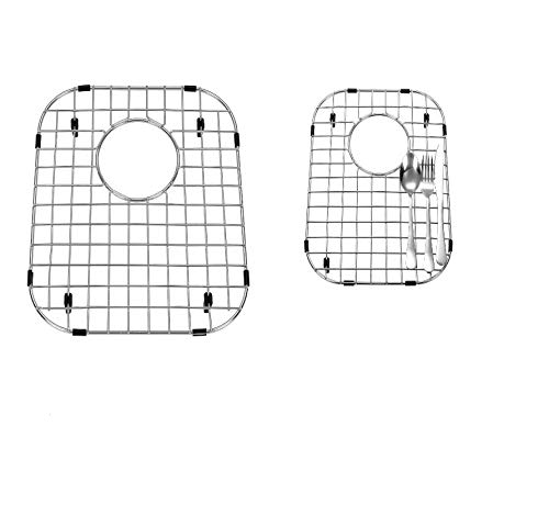 Starstar 60/40 Double Bowl Kitchen Sink Bottom Two Grids, Racks, Protector Stainless Steel, 16" x 13",14.5" x 11.26"