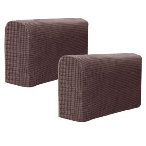 besportble chair arm protectors sofa armrest cover stretch armchair slipcover protector elastic home office recliner couch cloth 2pcs (dark coffee)