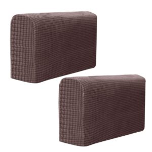 BESPORTBLE Chair Arm Protectors Sofa Armrest Cover Stretch Armchair Slipcover Protector Elastic Home Office Recliner Couch Cloth 2pcs (Dark Coffee)