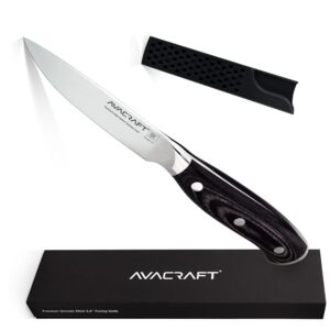 avacraft kitchen paring knife, high carbon german 1.4116 stainless steel knife, cutting chopping carving knife, ergonomic wooden handle, 3.5 inch knife with custom storage case