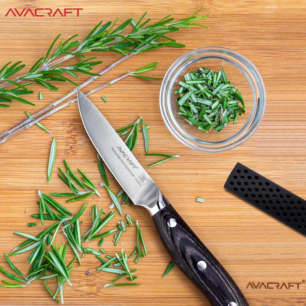 AVACRAFT Kitchen Paring Knife, High Carbon German 1.4116 Stainless Steel Knife, Cutting Chopping Carving Knife, Ergonomic Wooden Handle, 3.5 inch knife with Custom Storage Case