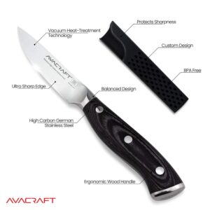 AVACRAFT Kitchen Paring Knife, High Carbon German 1.4116 Stainless Steel Knife, Cutting Chopping Carving Knife, Ergonomic Wooden Handle, 3.5 inch knife with Custom Storage Case