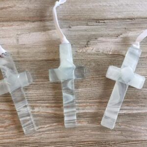 Handmade in USA Glass Cross With Sentiment - Perfect Baby Dedication Gift/Keepsake