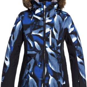 Roxy Jet Ski Premium Snow Jacket Mazarine Blue Stiped Leaves LG (US 11)