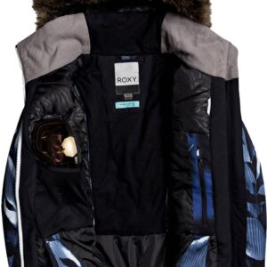 Roxy Jet Ski Premium Snow Jacket Mazarine Blue Stiped Leaves LG (US 11)